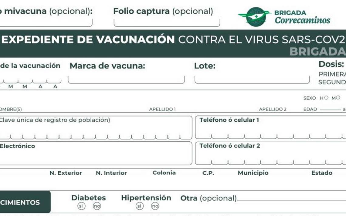 Aquí puedes descargar el formato de registro para la vacuna Covid19